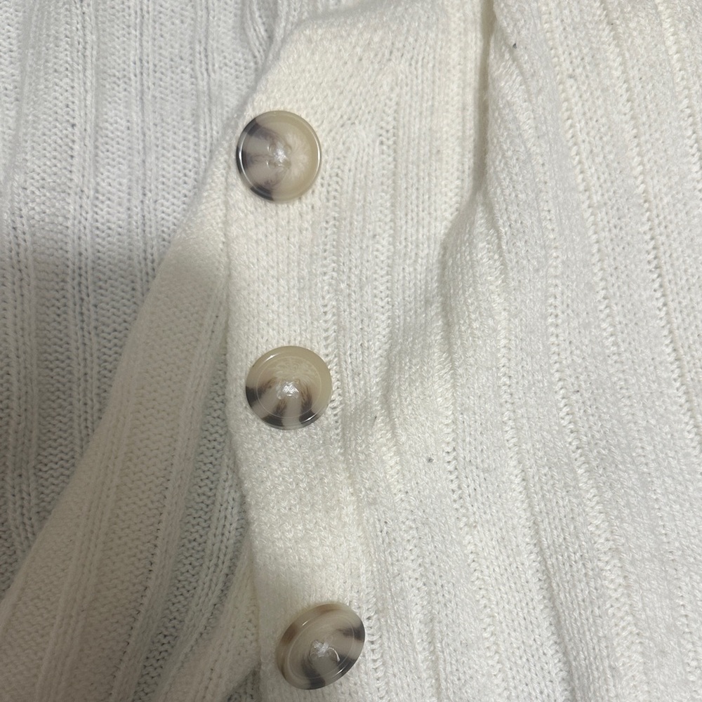 Cream Ribbed Cardigan with Button Detail - Picture 6 of 6